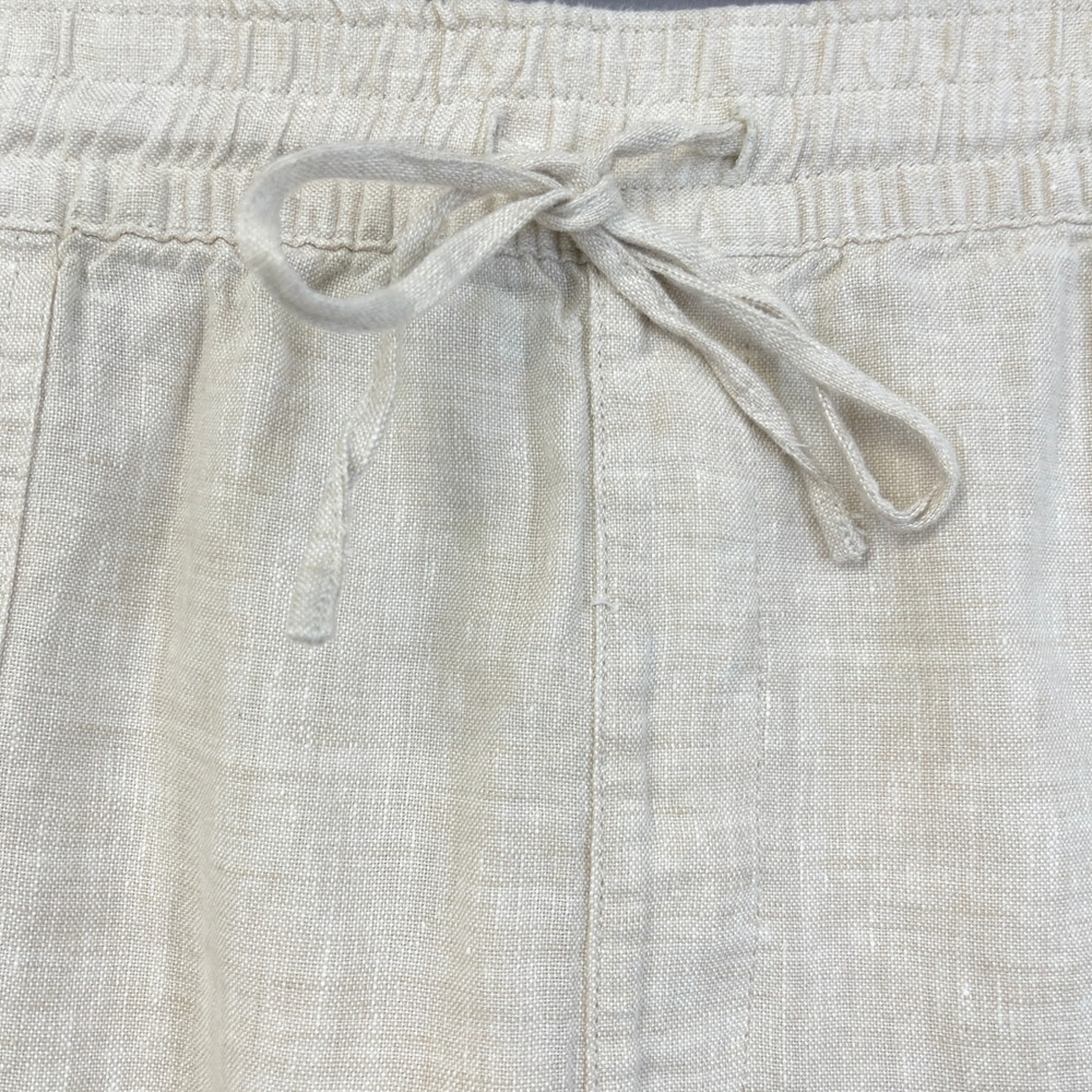 Lands End Linen High Rise Shorts Women Size Large Beige Neutral Minimal Coastal - Picture 6 of 13